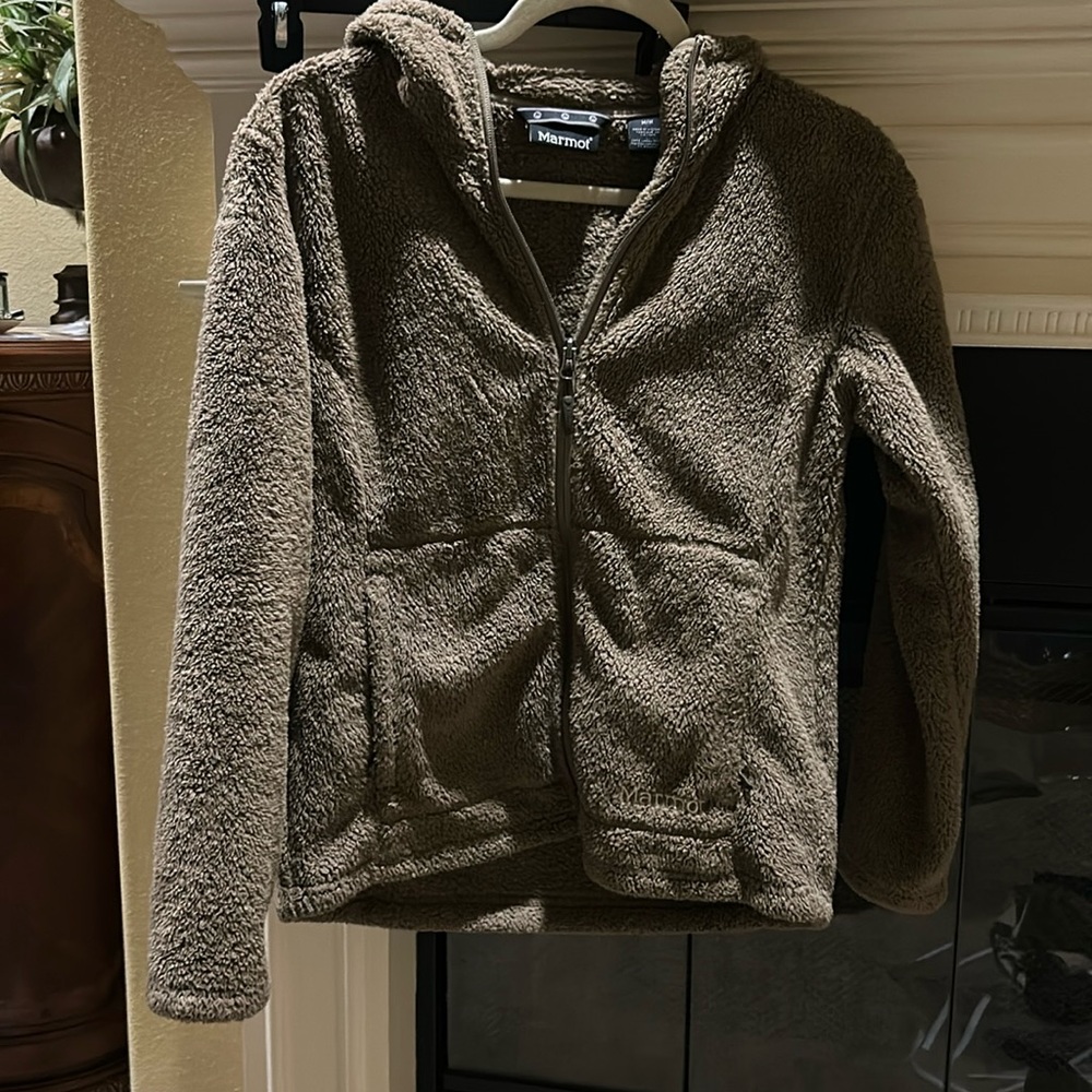 Marmot fuzzy fleece, full zip with hood